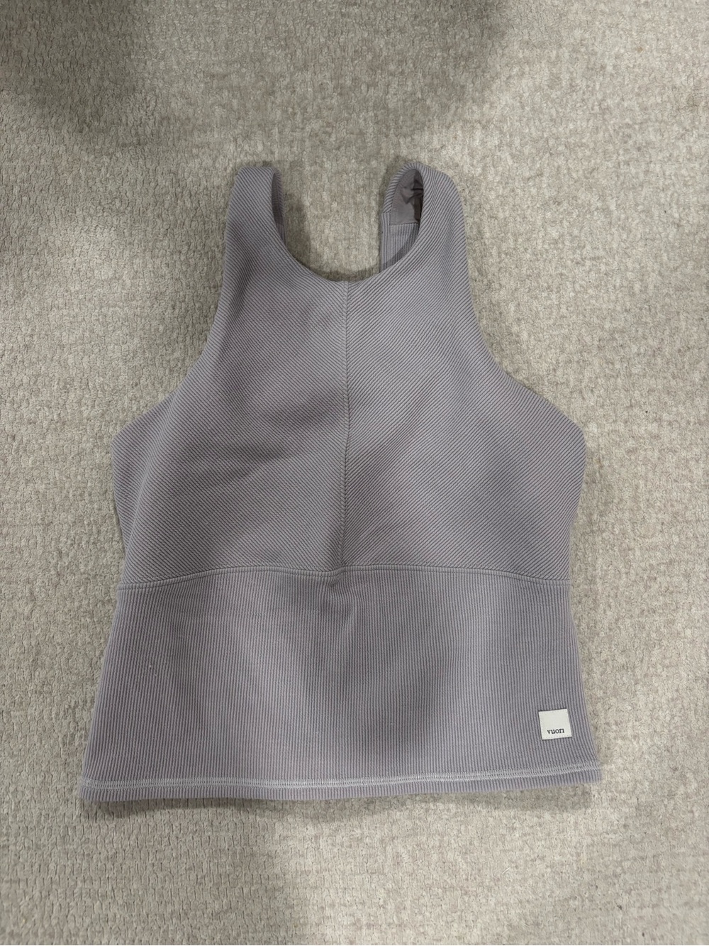 Vuori Ribbed High-Neck Tank Top - Gray